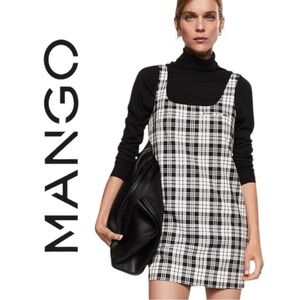MNG Mango Women’s Pinafore Black and White Plaid Dress - Size‎ L